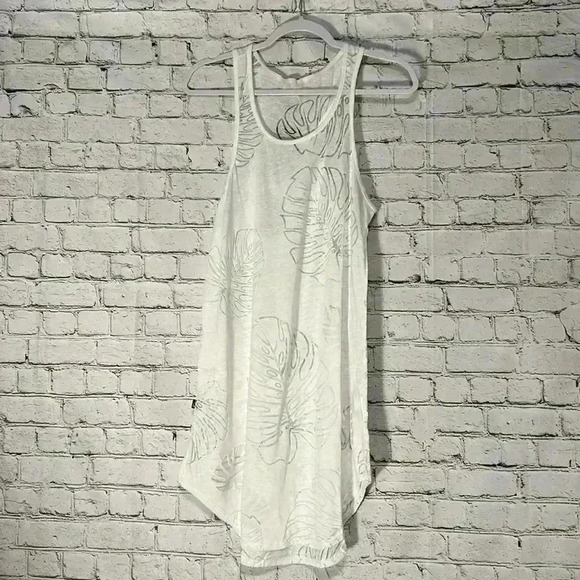 NWT‎ TEREZ WHITE PALM CREWNECK SLEEVLESS BURNOUT TANK COVERUP SIZE M - Picture 5 of 9